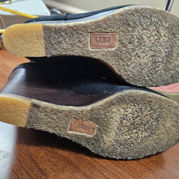 UGG AUSTRALIA JOSLYN 1941 SIZE US 8.5 BLACK SHEEPSKIN PLATFORM WEDGE BOOTS - Picture 6 of 11